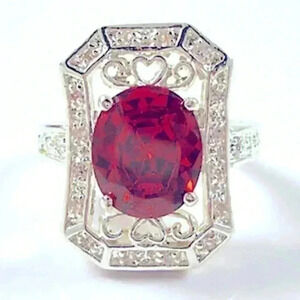 Gorgeous Bridgerton Era Look 925 Silver Ruby Diamond Ring